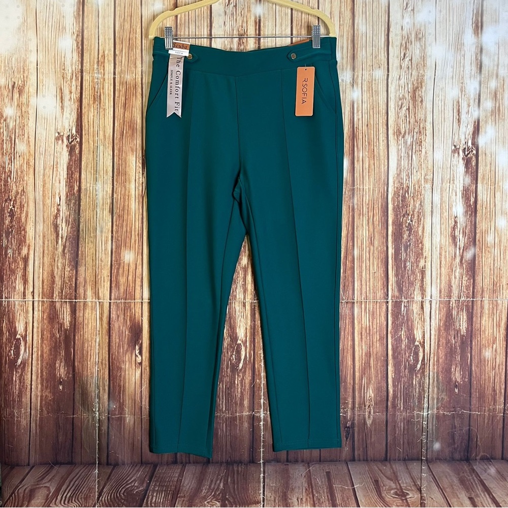 R. Sofia Women’s Scuba Comfort Fit Green Pull-On Stretch Dress Pants Size Large - Picture 3 of 8